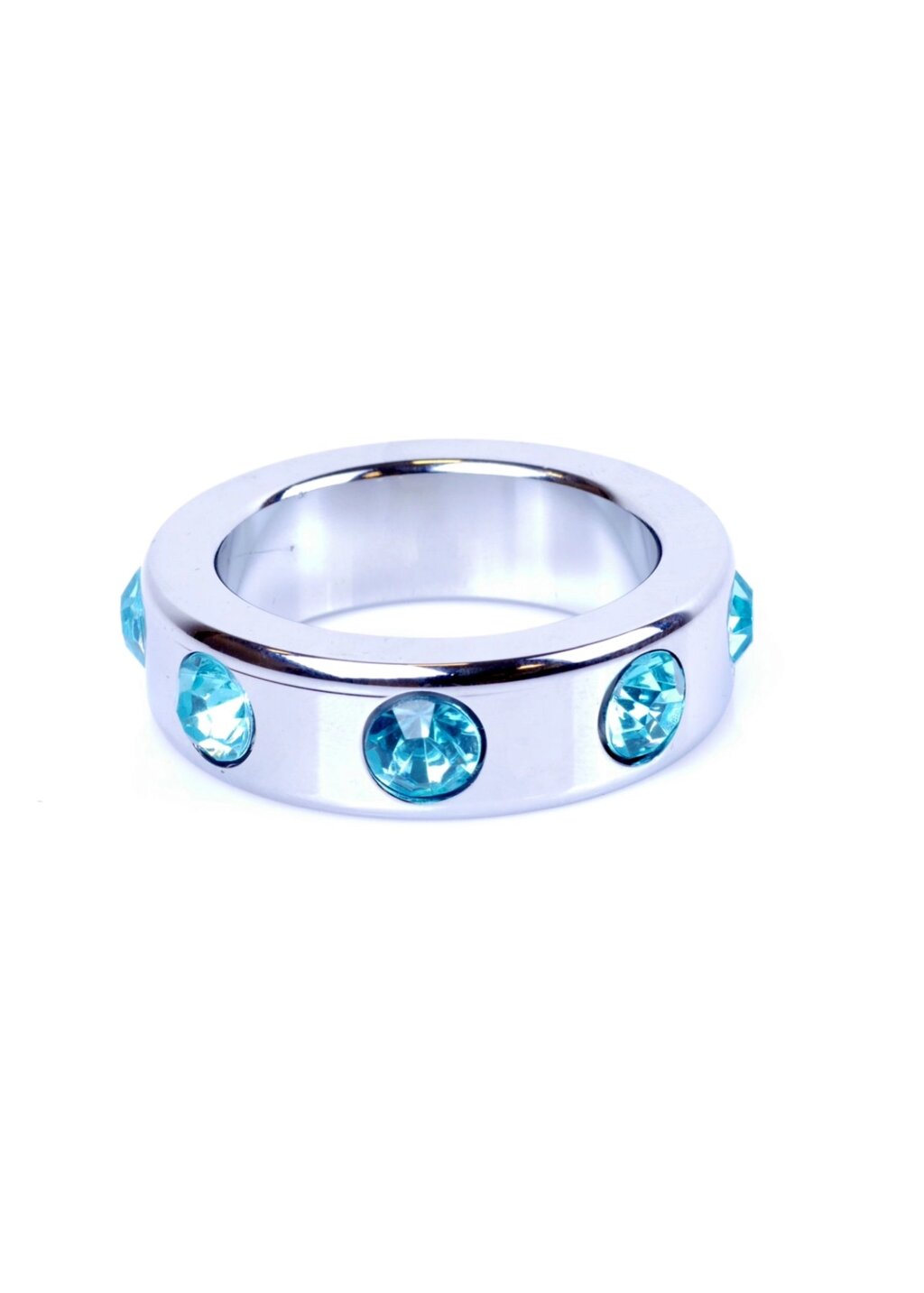 Ерекційне кільце Boss Series Metal Cock Ring with Light Blue Diamonds Medium від компанії Інтернет магазин Персик - фото 1