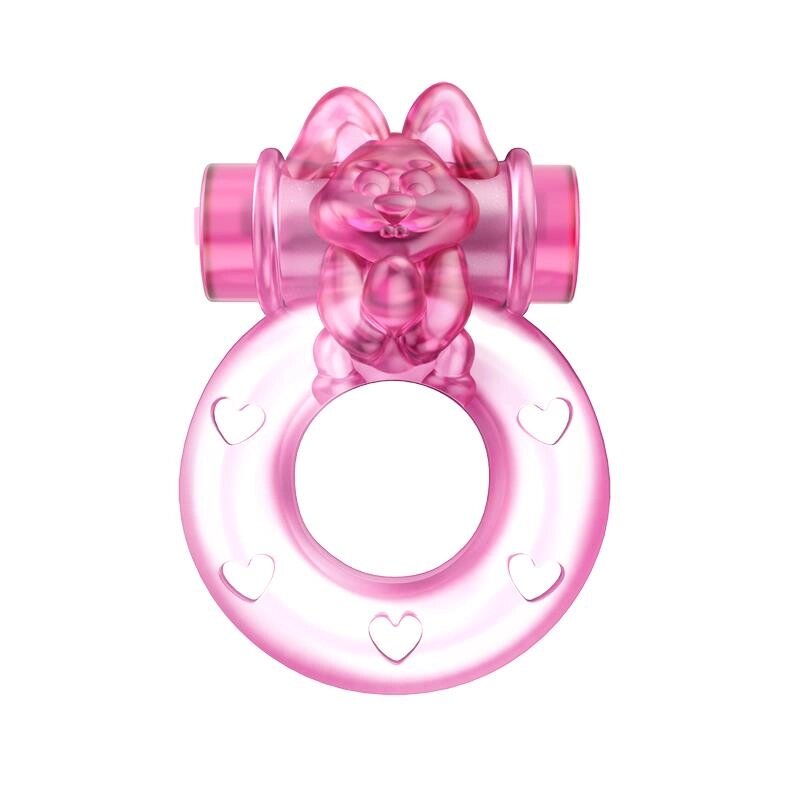 Ерекційне кільце з вібрацією Baile bunny, рожеве, 1.5 см від компанії Інтернет магазин Персик - фото 1