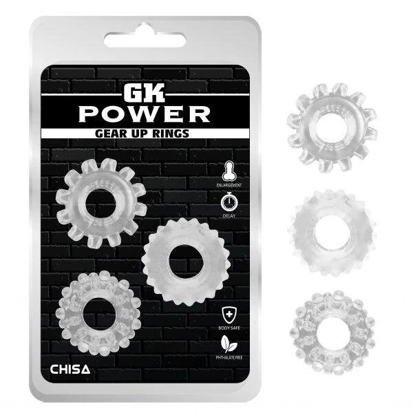 Ерекційні кільця без вібрації GK Power Cock Rings 3 шт Set-Clear від компанії Інтернет магазин Персик - фото 1