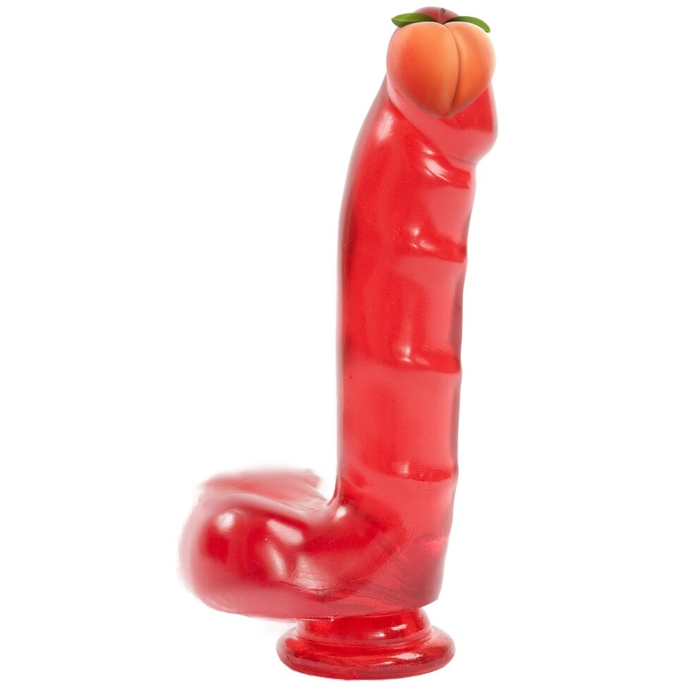 Фалоімітатор Doc Johnson Jelly Jewels - Cock and Balls with Suction Cup - Red від компанії Інтернет магазин Персик - фото 1
