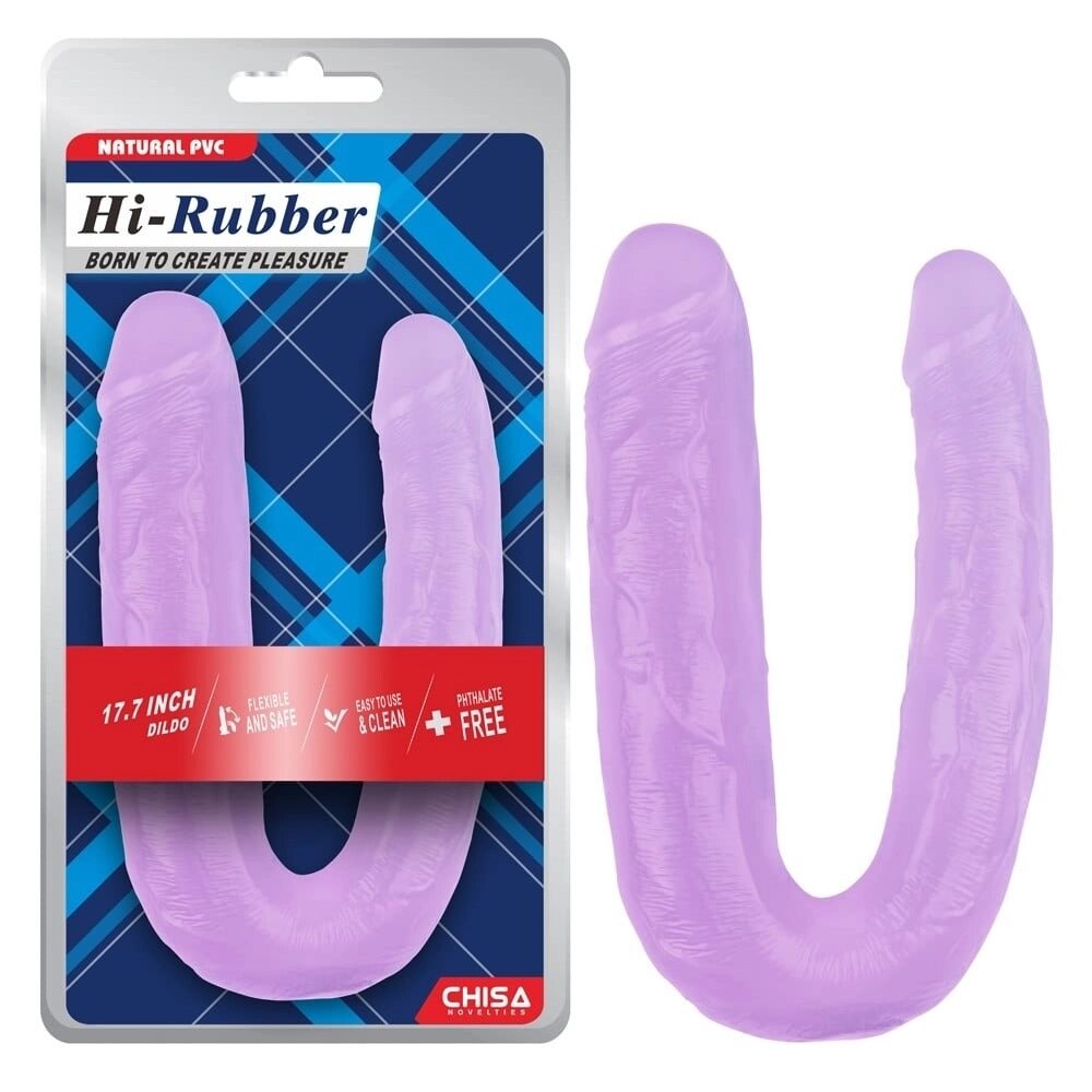 Фалоімітатор двосторонній Chisa Hi-Rubber, фіолетовий 45 см від компанії Інтернет магазин Персик - фото 1