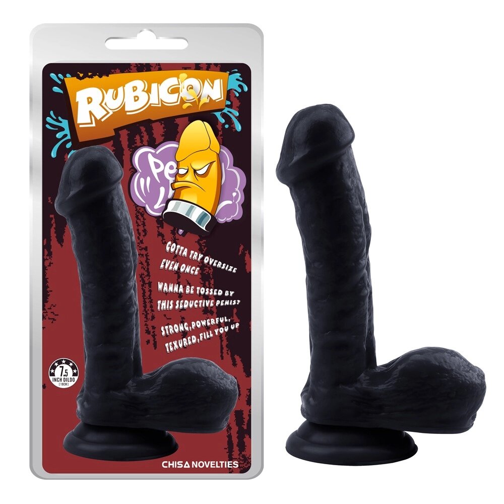 Фалоімітатор із присоскою Chisa Rubicon Gentle Black Penis, чорний від компанії Інтернет магазин Персик - фото 1