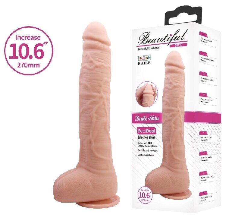 Фалоімітатор на присоску Baile Beautiful DICK 10.6 '' Flesh, BW-008038NR від компанії Інтернет магазин Персик - фото 1