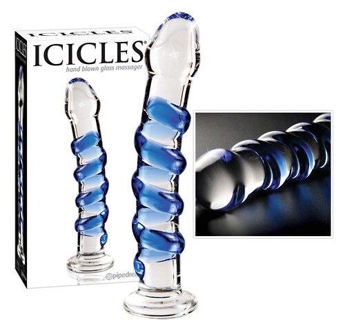Фалоімітатор скляний ICICLES 18,5 см 3,5 см від компанії Інтернет магазин Персик - фото 1
