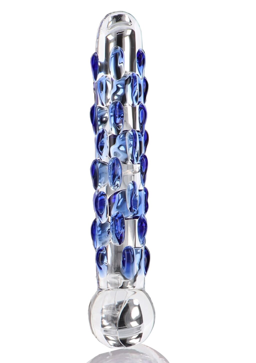 Фалоімітатор скляний з рельєфом Diamond Dazzler прозорий із блакитним, 18 см х 3.5 см від компанії Інтернет магазин Персик - фото 1