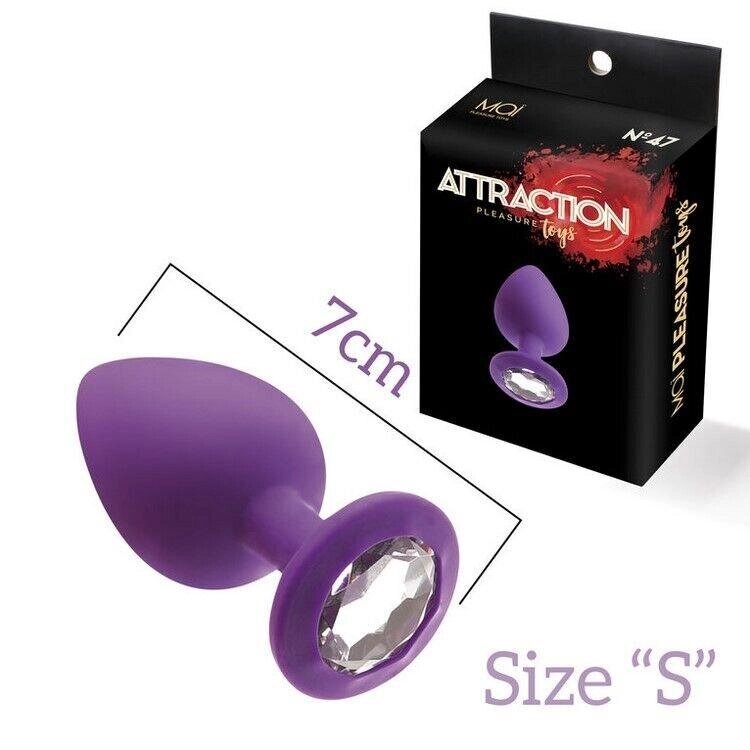 Фіолетова анальна пробка з кристалом MAI Attraction Toys 7см на 2,5 см від компанії Інтернет магазин Персик - фото 1