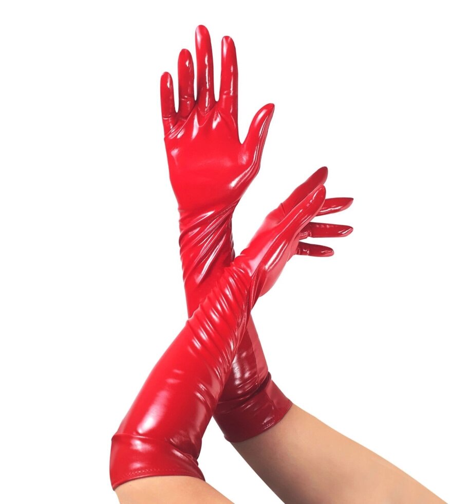 Глянцеві вінілові рукавички мистецтво сексу - лора, розмір m, кольоровий червоний від компанії Інтернет магазин Персик - фото 1