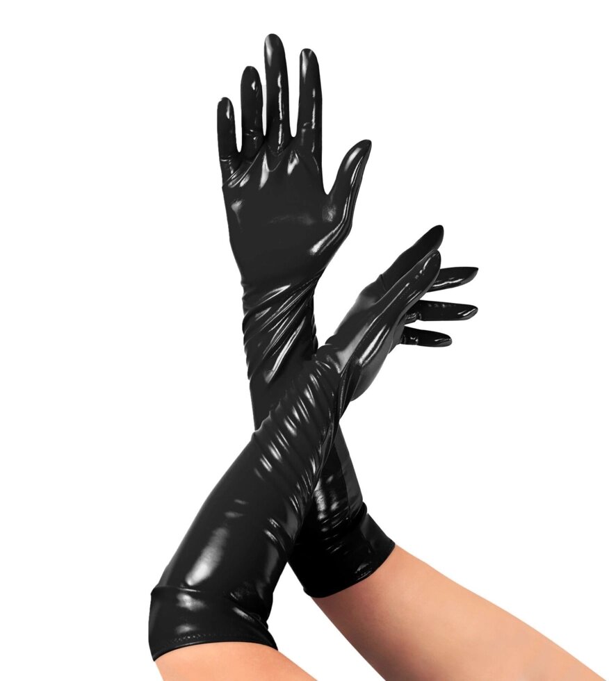 Глянсові вінілові рукавички мистецтво сексу - лора, розмір M, кольоровий чорний від компанії Інтернет магазин Персик - фото 1