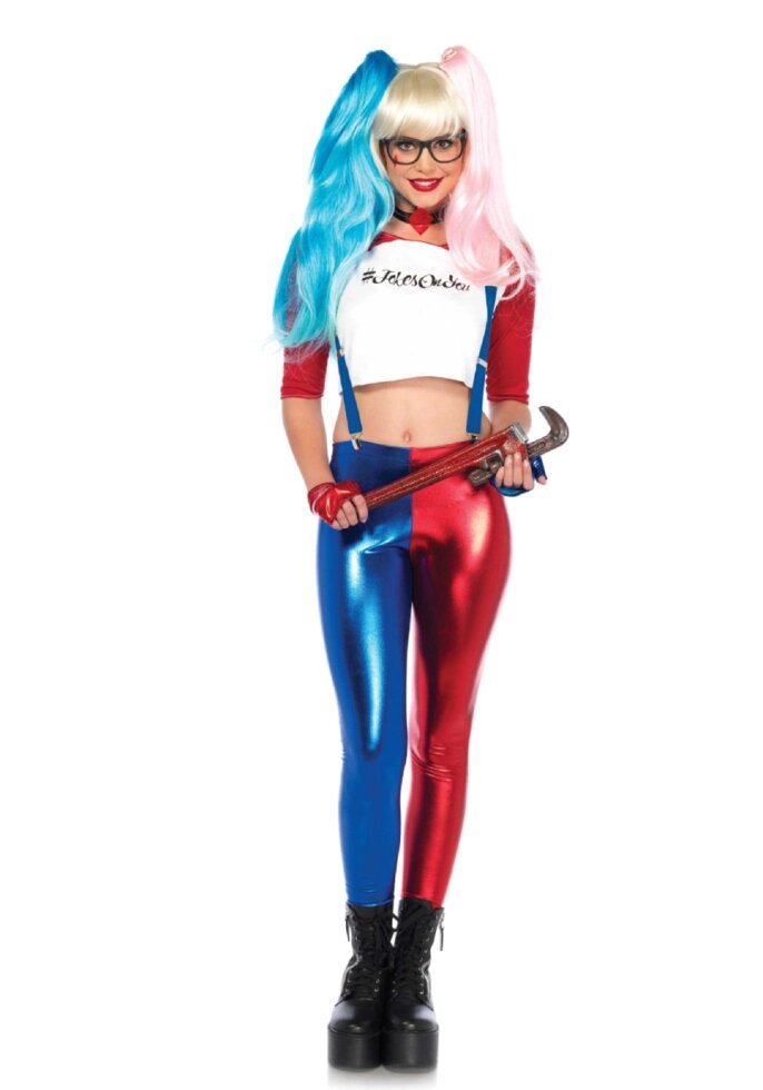 Harley Quinn Costume M Avenue Neg 6 предметів, червоно-синій від компанії Інтернет магазин Персик - фото 1