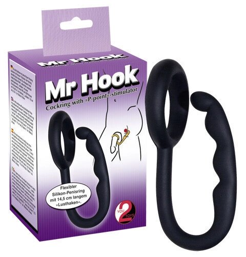Кільце для пеніса з гаком Mr. Hook чорне від компанії Інтернет магазин Персик - фото 1