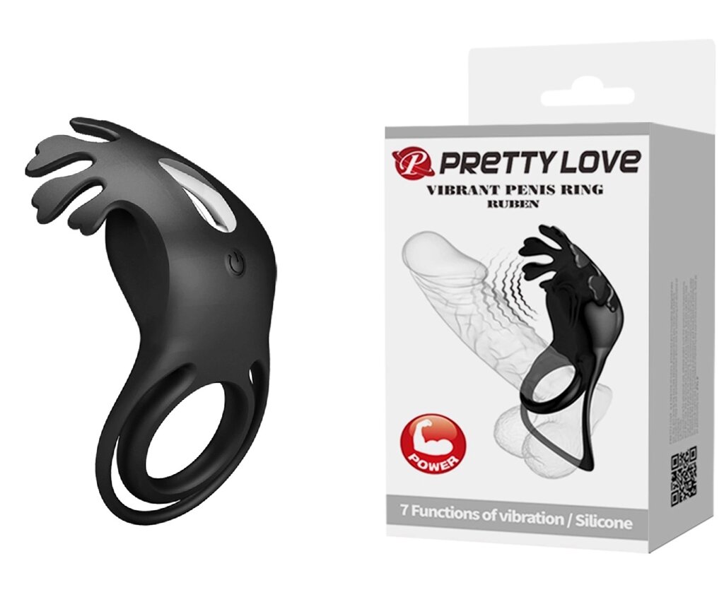Кільце ерекційне Pretty Love - Vibration Penis Ring Ruben Black, BI-210311-1 від компанії Інтернет магазин Персик - фото 1