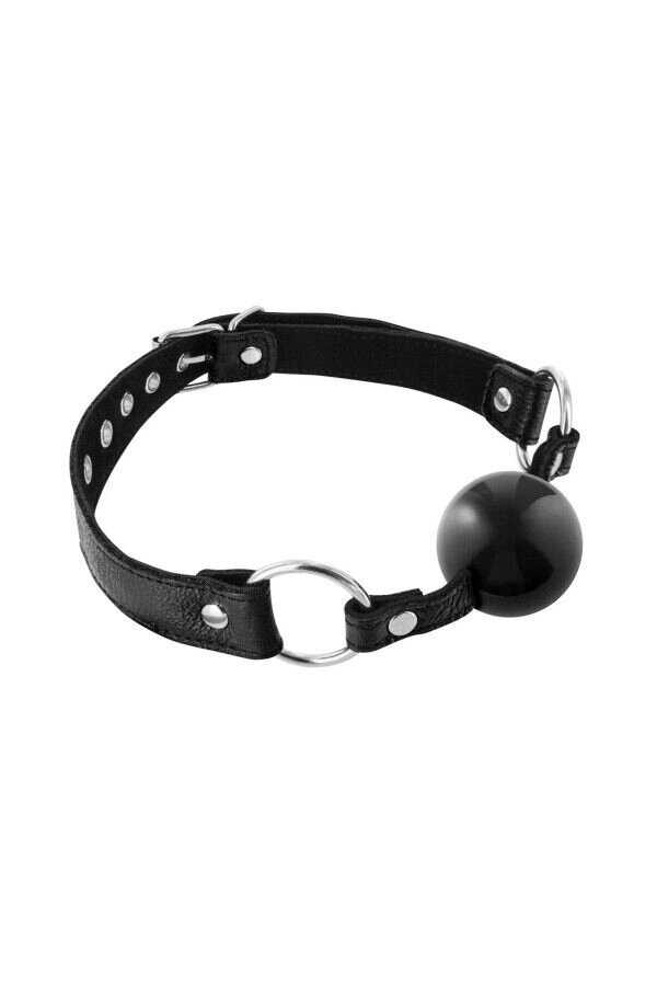 Кляп Fetish Tentation Premium Leather gag with silicone ball Black від компанії Інтернет магазин Персик - фото 1