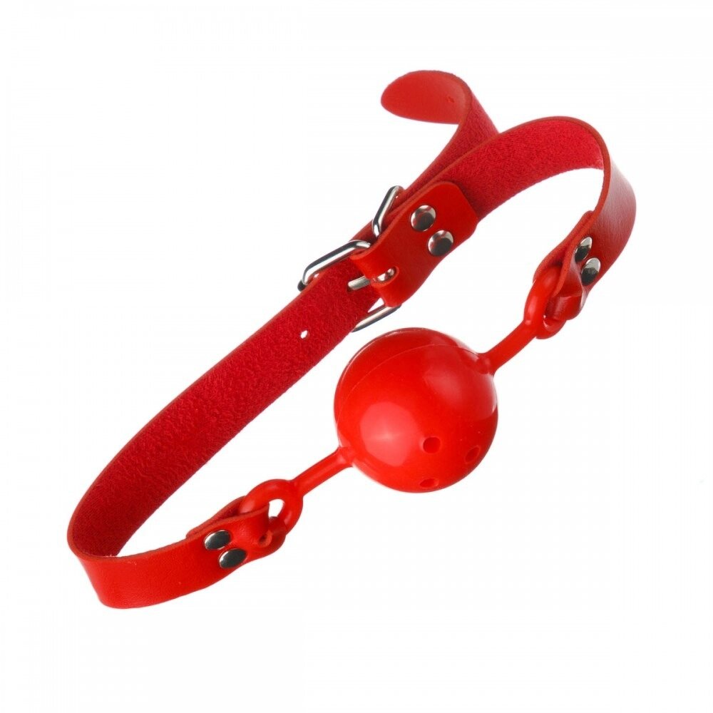 Кляп Кулька червоний латекс, червоний ремінь від компанії Інтернет магазин Персик - фото 1