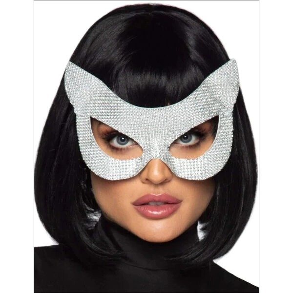 Костюмна маска для очей Leg Avenue з штучними стразами сріблястого кольору від компанії Інтернет магазин Персик - фото 1
