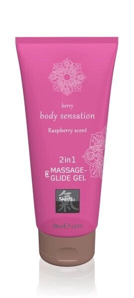 Лубрикант і масажне масло 2 в 1 Massage- & Glide gel 2in1 Raspberry scent, 200 мл від компанії Інтернет магазин Персик - фото 1