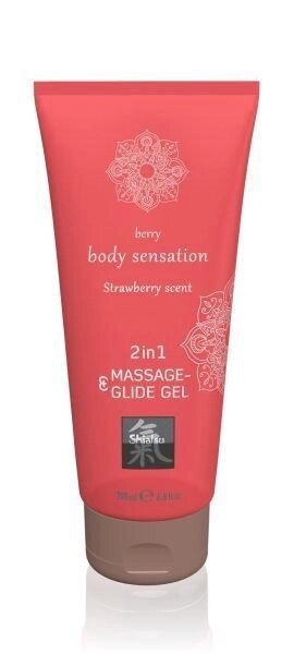 Лубрикант і масажне масло 2 в 1 Massage- & Glide gel 2in1 Strawberry scent, 200 мл від компанії Інтернет магазин Персик - фото 1