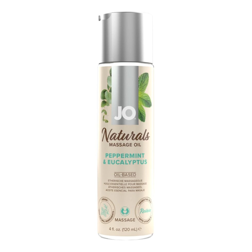 Масаж масла System JO - Naturals Massage Oil - Peppermint & Eucalyptus (120 мл) від компанії Інтернет магазин Персик - фото 1