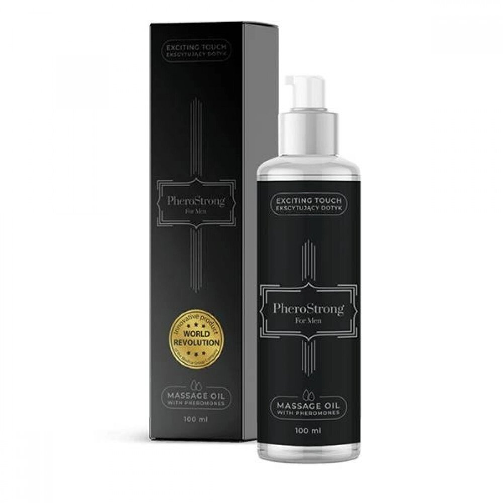 Масажна олія для чоловіків з ароматом та феромонами PheroStrong 100 мл від компанії Інтернет магазин Персик - фото 1