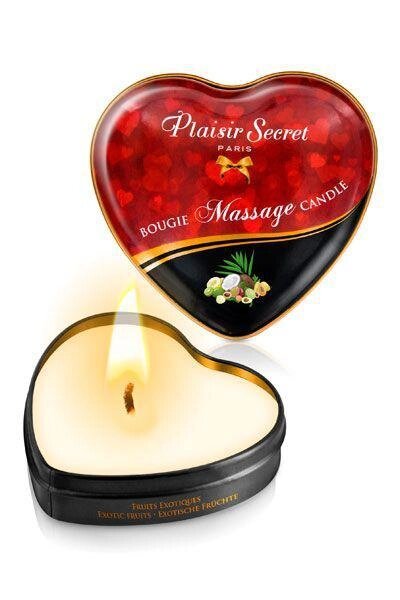 Масажна свічка сердечко Plaisirs Secrets Exotic Fruits (35 мл) від компанії Інтернет магазин Персик - фото 1