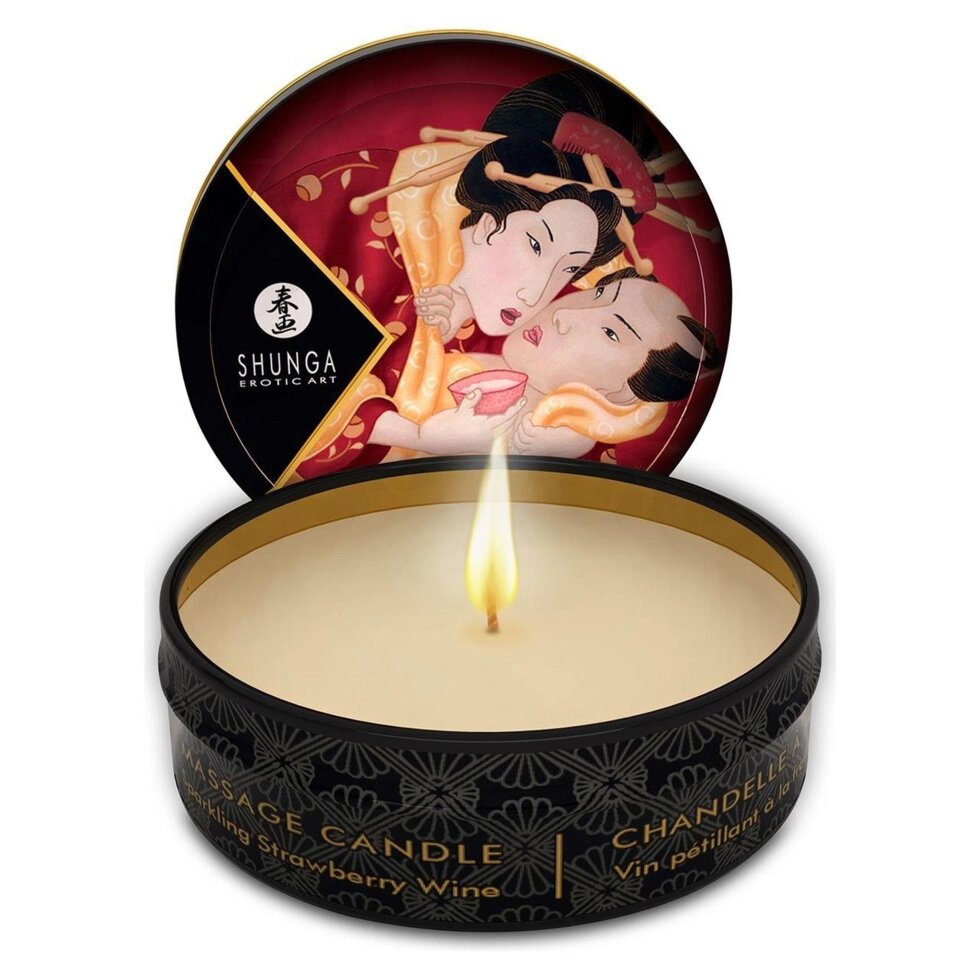 Масажна свічка Shunga MINI MASSAGE CANDLE - Sparkling Strawberry Wine від компанії Інтернет магазин Персик - фото 1