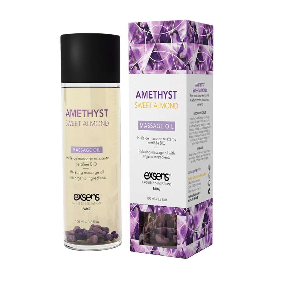 Масажне масло EXSENS Amethyst Sweet Almond (розслаблюючу з аметистом) 100мл від компанії Інтернет магазин Персик - фото 1