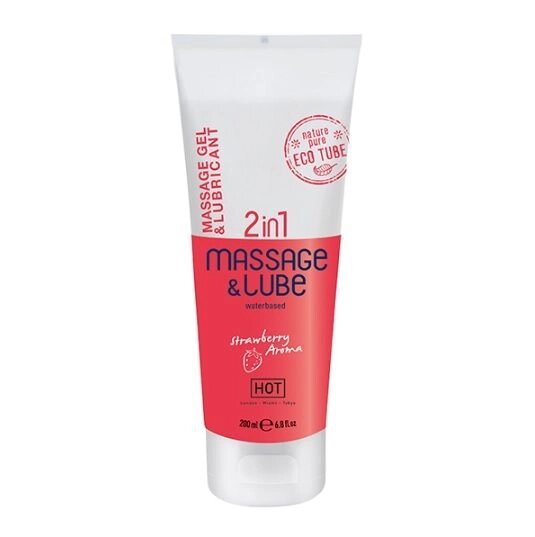 Масажний гель і лубрикант HOT Massage- & Glide Gel 2in1 Strawberry 200 мл від компанії Інтернет магазин Персик - фото 1