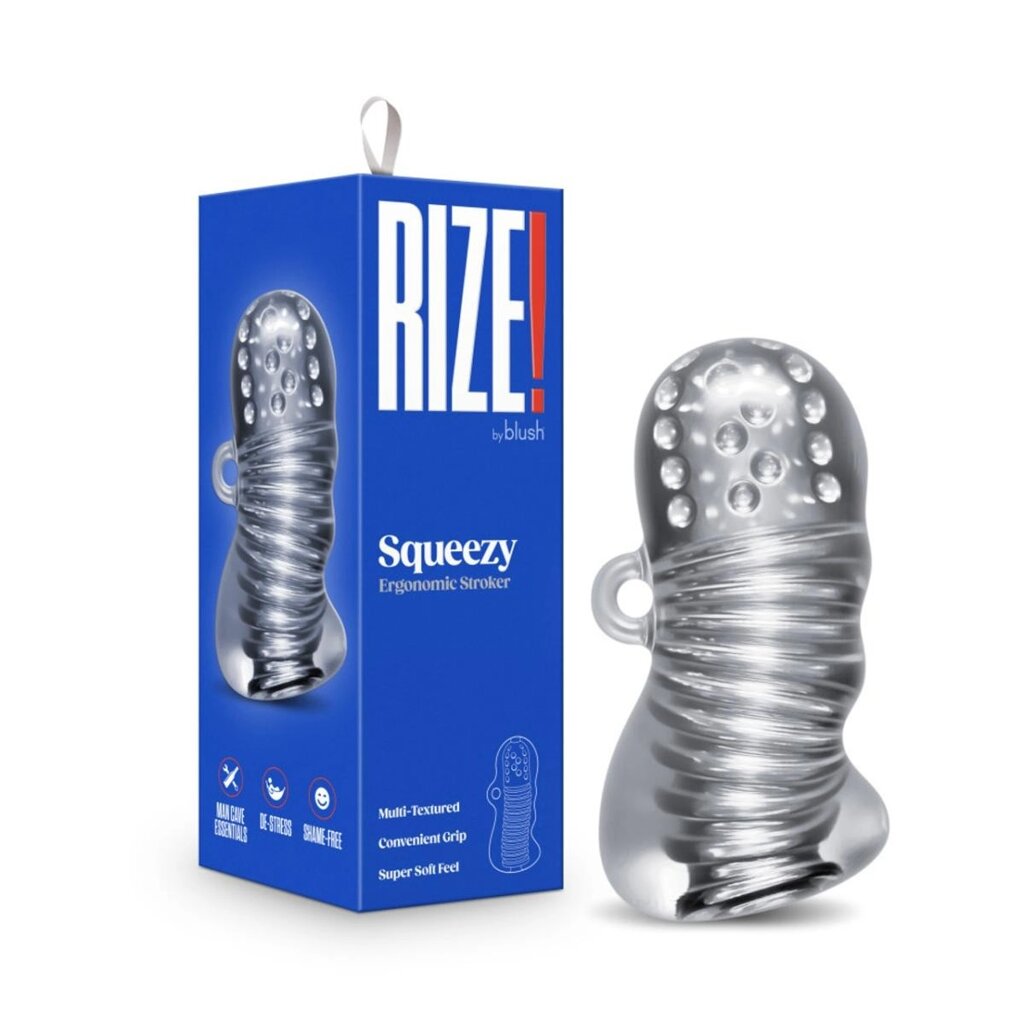 Мастурбутор хай-тек із петлею для пальця Rize Squeezy прозорий, 11.4 х 5 см від компанії Інтернет магазин Персик - фото 1