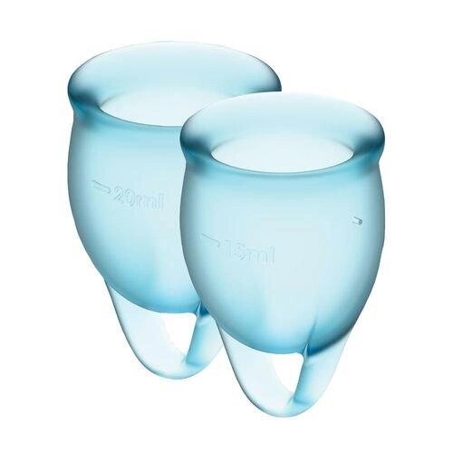 Менструальні чаші Satisfyer Feel Confident блакитна 15мл і 20мл від компанії Інтернет магазин Персик - фото 1