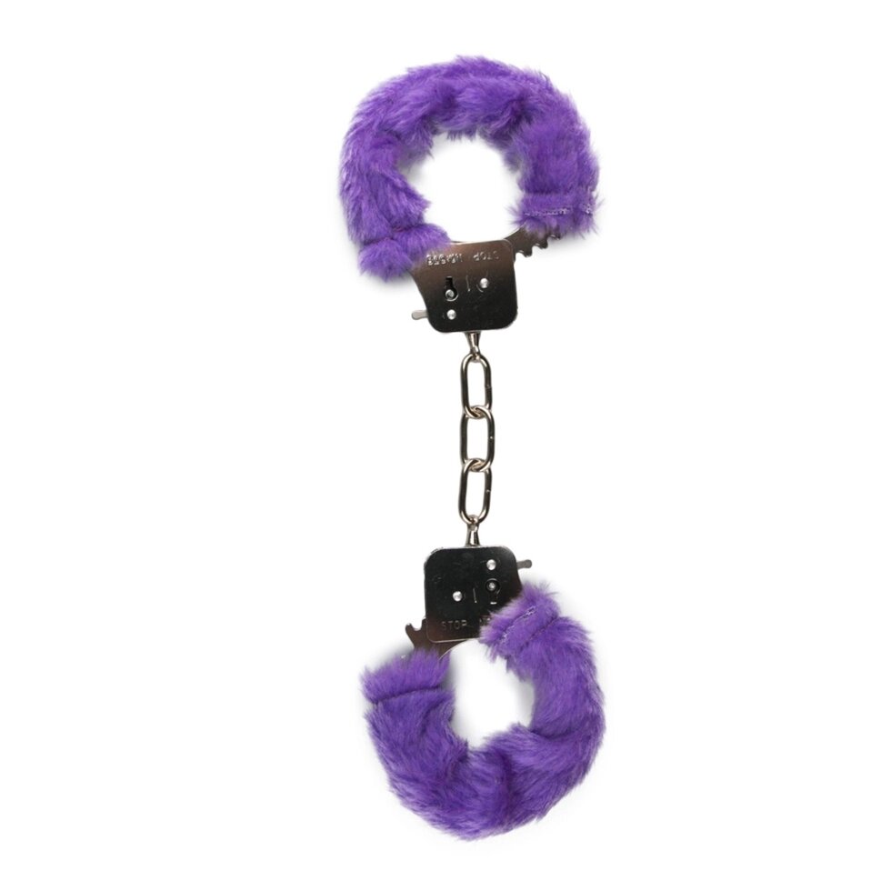 Металеві наручники Eyeftoys, з плюшевими манжетами, фіолетовим кольором від компанії Інтернет магазин Персик - фото 1