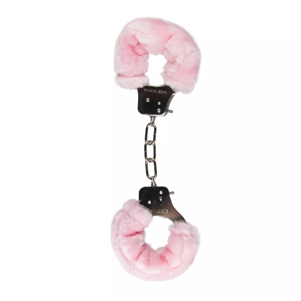 Металеві наручники Eyeftoys, з плюшевими манжетами, рожевими від компанії Інтернет магазин Персик - фото 1