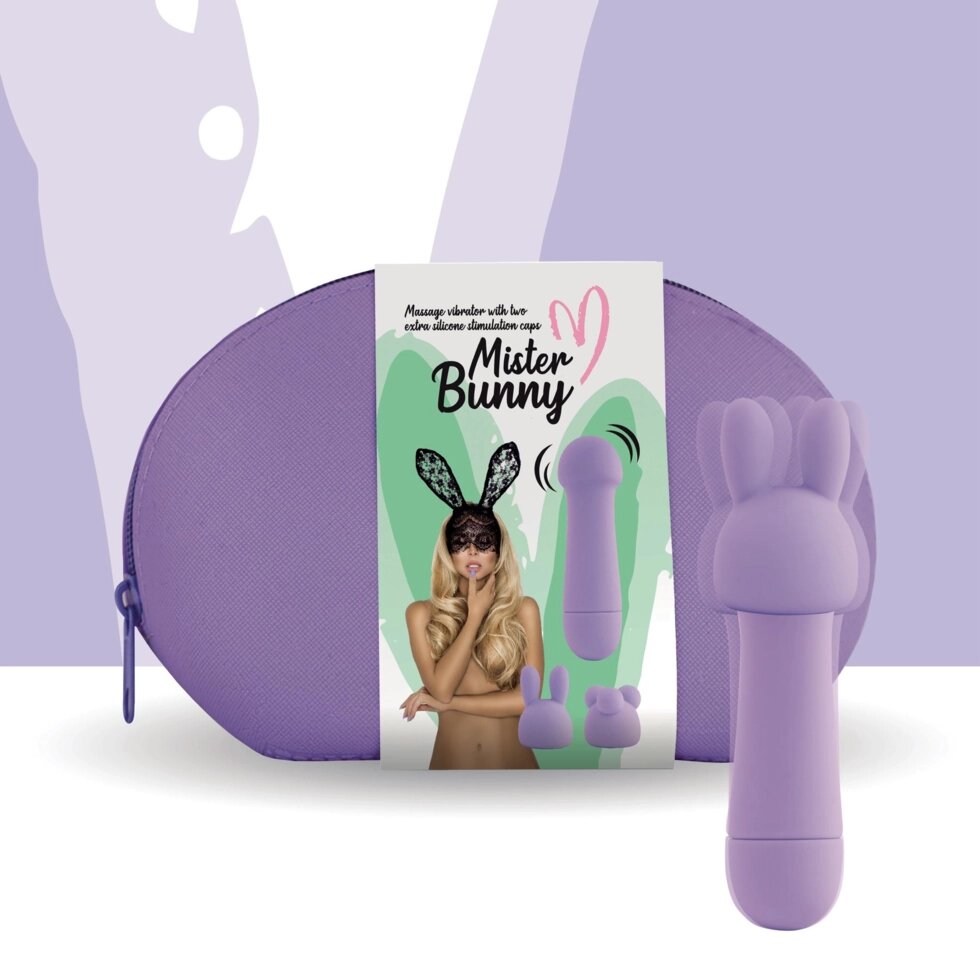 Міні-вібратор FeelzToys Mister Bunny Purple з двома насадками від компанії Інтернет магазин Персик - фото 1