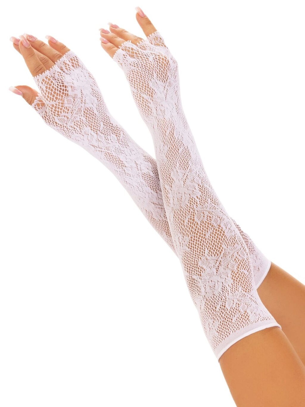 Мітенки Leg Avenue Lace Opera Length Fingerless Gloves White від компанії Інтернет магазин Персик - фото 1