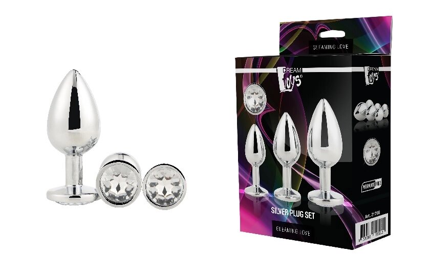 Набір анальних пробок Dream Toys GLEAMING LOVE SILVER PLUG SET від компанії Інтернет магазин Персик - фото 1