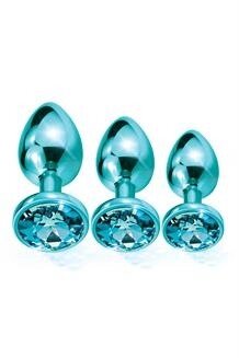 Набір анальних пробок Global Novelties NIXIE METAL BUTT PLUG TRAINER SET, BLUE METALLIC від компанії Інтернет магазин Персик - фото 1