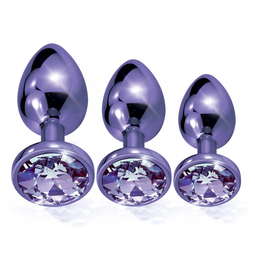 Набір анальних пробок Global Novelties NIXIE METAL BUTT PLUG TRAINER SET, PURPLE METALLIC від компанії Інтернет магазин Персик - фото 1