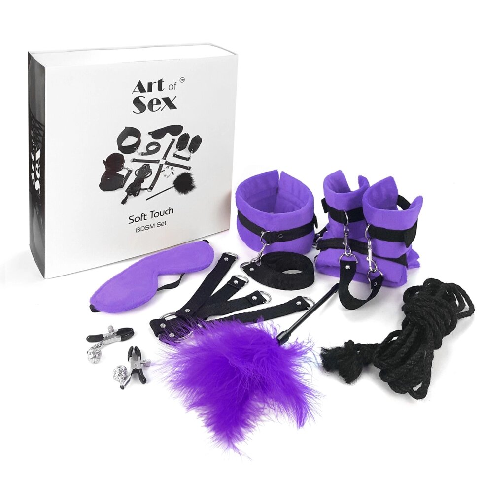 Набір BDSM Art of Sex - Soft Touch BDSM Set, 9 предметів, фіолетовий від компанії Інтернет магазин Персик - фото 1