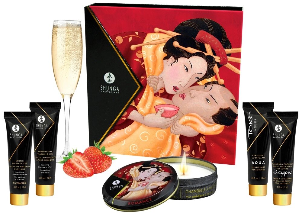 Набір для масажу Geisha (полуничне ігристе вино) від компанії Інтернет магазин Персик - фото 1