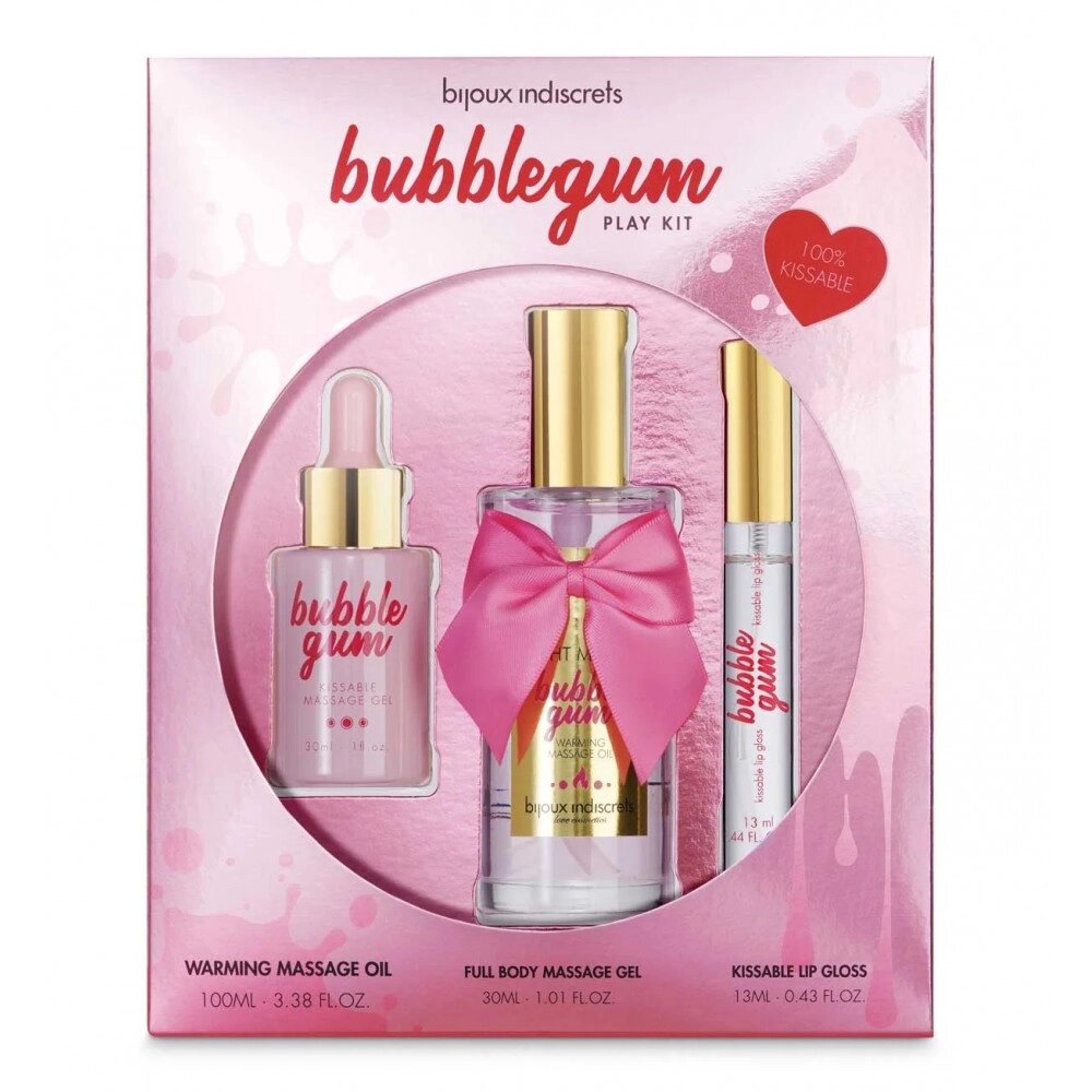 Набір (масажна олія, масажний гель, блиск на губ) Bubblegum від компанії Інтернет магазин Персик - фото 1