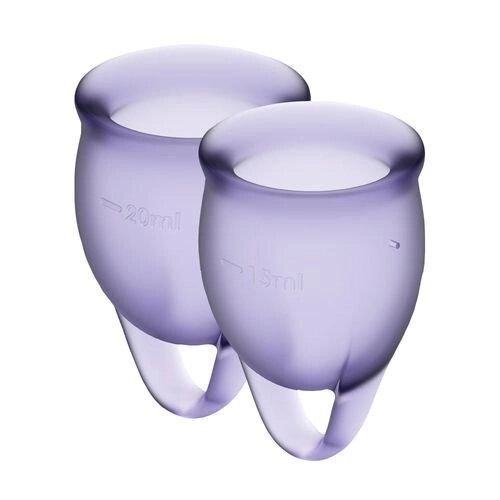 Набір менструальних чаш Satisfyer Feel Confident (lila), 15мл і 20мл, мішечок для зберігання від компанії Інтернет магазин Персик - фото 1