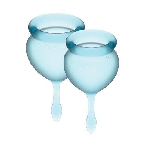 Набір менструальних чаш Satisfyer Feel Good (light blue), 15мл і 20мл, мішечок для зберігання від компанії Інтернет магазин Персик - фото 1