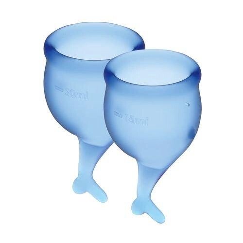 Набір менструальних чаш Satisfyer Feel Secure (dark blue), 15мл і 20мл, мішечок для зберігання від компанії Інтернет магазин Персик - фото 1