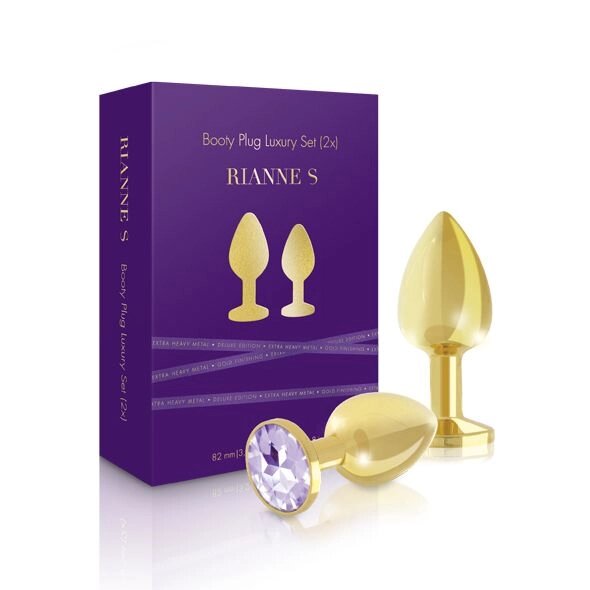 Набір металевих анальних пробок з кристалом RIANNE S - Booty Plug Luxury Set, діаметр 3 і 3,5 см від компанії Інтернет магазин Персик - фото 1