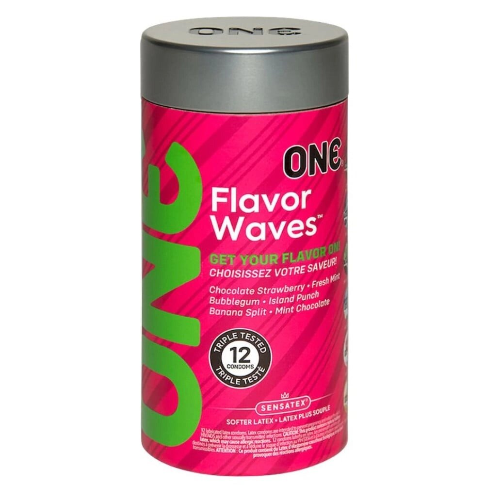 Набір презервативів із різними смаками ONE Flavor Waves (ціна за упаковку 12 шт) від компанії Інтернет магазин Персик - фото 1