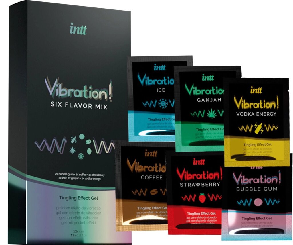 Набір пробників рідкого вібратора Intt Vibration Six Flavor Mix (12 по 5 мл) від компанії Інтернет магазин Персик - фото 1