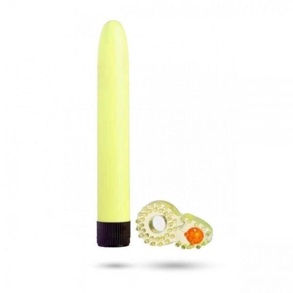 Набір Sex Toys Класичний Вібромасажер + Ерекційне Кільце Yellow від компанії Інтернет магазин Персик - фото 1