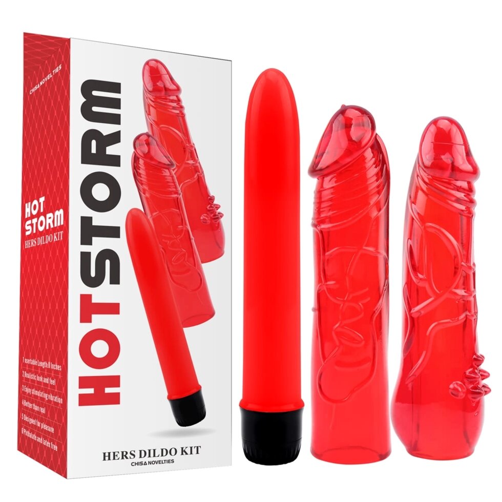 Набір вібратор + 2 насадки Chisa Hotstorm Hers Dildo Kit від компанії Інтернет магазин Персик - фото 1