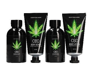 Набор для ванни и душа CBD Luxe Travel set - GREEN TEA & HEMP OIL ( 4 предмета ) від компанії Інтернет магазин Персик - фото 1