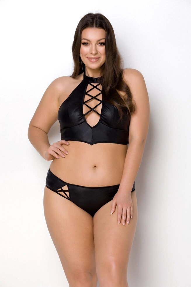 Nancy Bikini Black 6xl/7xl - пристрасть, брами та трусики з шнуруванням від компанії Інтернет магазин Персик - фото 1