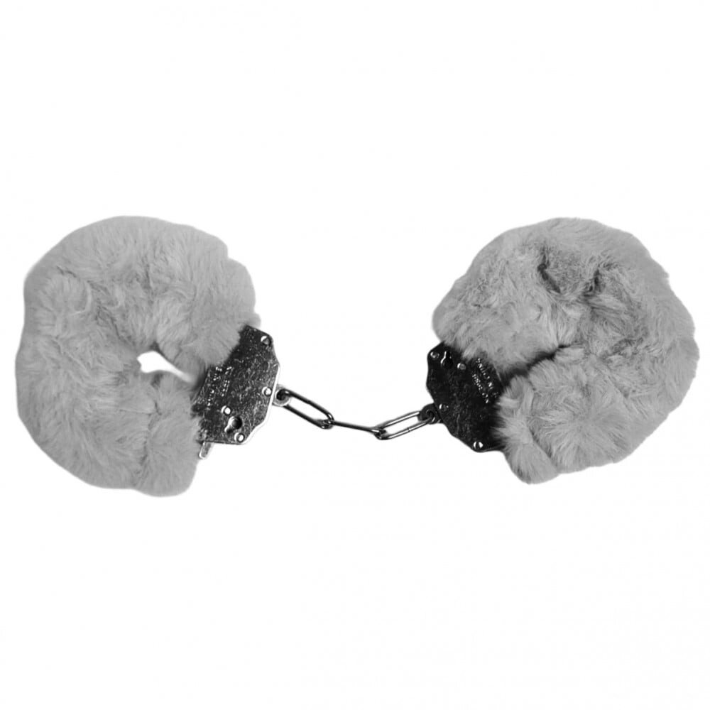 Наручники DS Fetish Plush handcuffs, метал з хутром, сірі від компанії Інтернет магазин Персик - фото 1