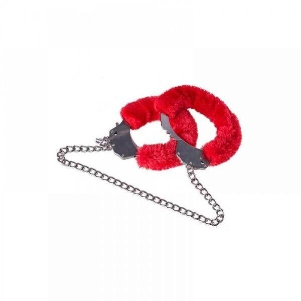Наручники Metal Handcuff With a Long Chain, Red від компанії Інтернет магазин Персик - фото 1
